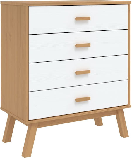 Συρταριέρα Κρεβατοκάμαρας mit 4 Schubladen White and Brown 76.5x39x90cm