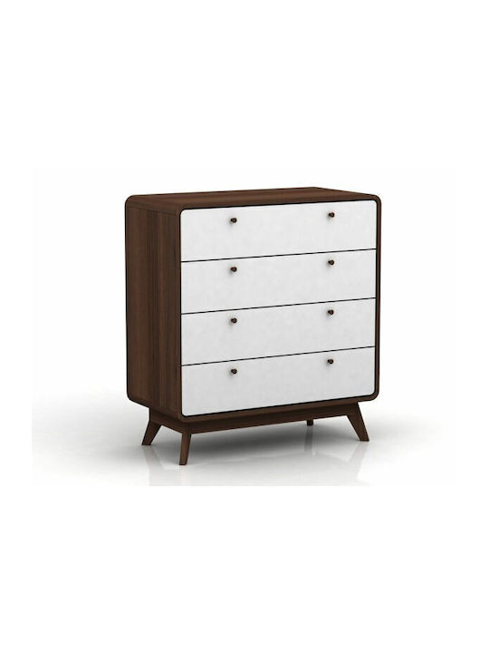 Denton H112 Wooden Chest of Drawers Walnut, White 80x39x88cm