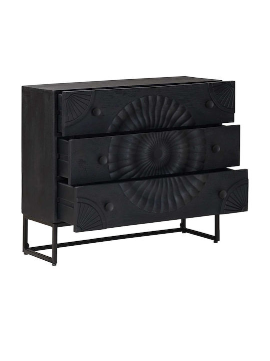 Bufet Dulap Din Lemn cu Sertare Negru 75x30x65cm