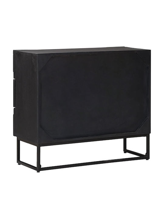 Bufet Dulap Din Lemn cu Sertare Negru 75x30x65cm