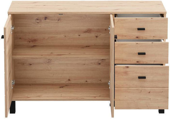 Wooden Sideboard with Drawers Artisan Oak 116x35x78cm