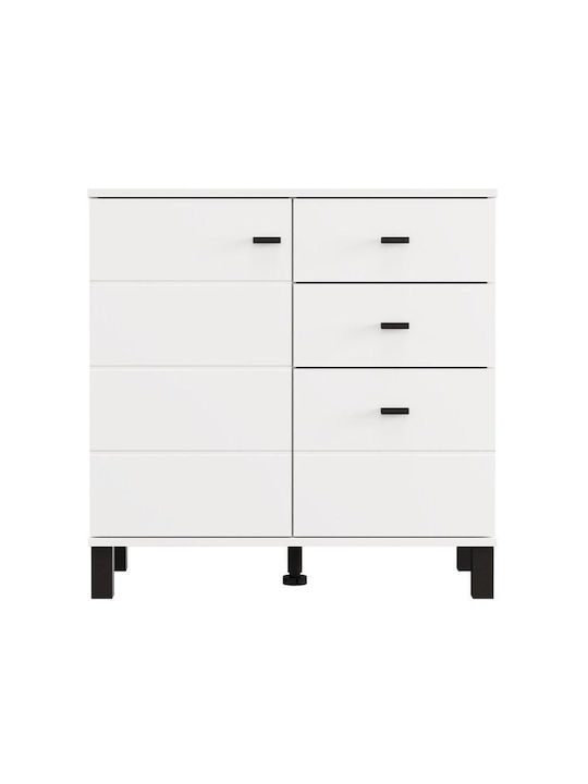 Μπουφές Ξύλινος με Συρτάρια Λευκό 77x35x78cm