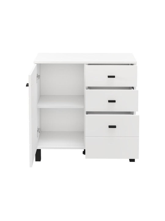 Μπουφές Ξύλινος με Συρτάρια Λευκό 77x35x78cm