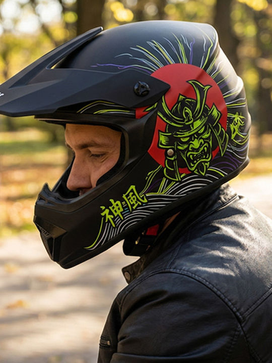 Kamikaze Vollgesicht Fahrradhelm Berg Schwarz