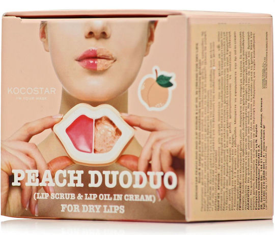 Kocostar Peach Duoduo, Scrub & Care Cream for Soft & Hydrated Lips 43ml [23ml/20ml]