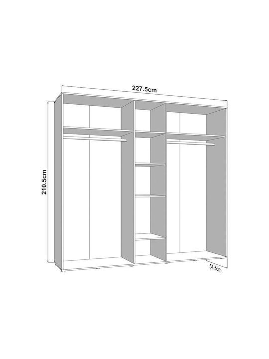 Doppeltür Kleiderschrank Schwarz 228x55x211cm