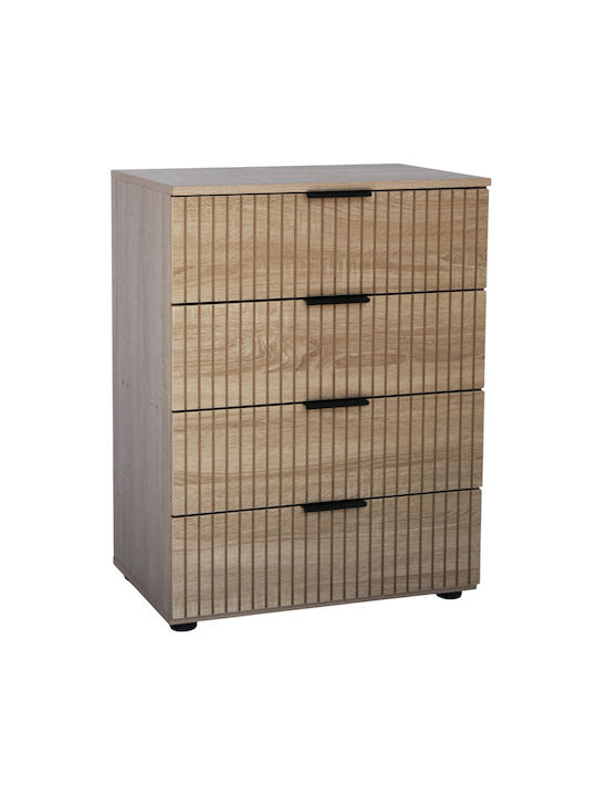 Wooden Bedroom Chest of Drawers with 4 Drawers Natural Wood 60x40x83cm