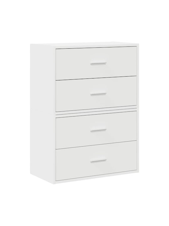 Wooden Chest of Drawers with 4 Drawers White 60x31x60cm