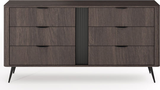 Συρταριέρα Κρεβατοκάμαρας mit 6 Schubladen Dark Oak 163x38x81cm