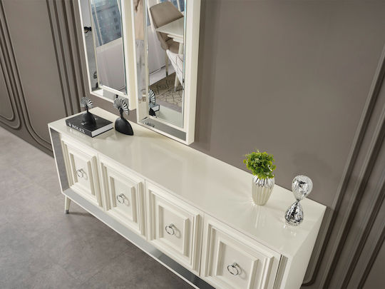 Stewehome Set Trapezarie Masa Extensibila Alba si Argintie 160x80x90cm