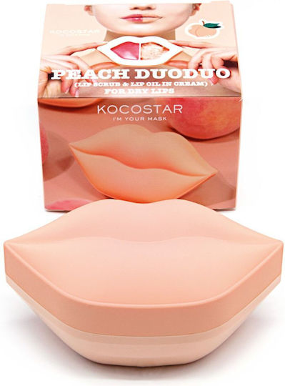 Kocostar Kocostar Peach Duo Duo Lip Scrub Lip Exfoliator & Lip Oil In Cream Lip Oil Cream Formulation 43gr