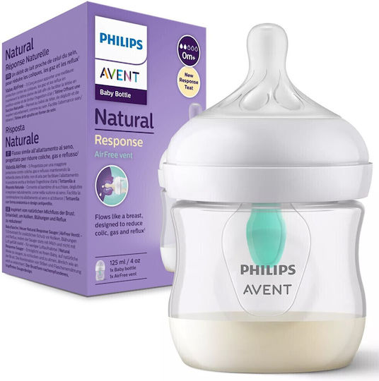 Philips Plastic Baby Bottle Natural Anti-colic with Silicone Teat for 0+ Months Transparent 125ml