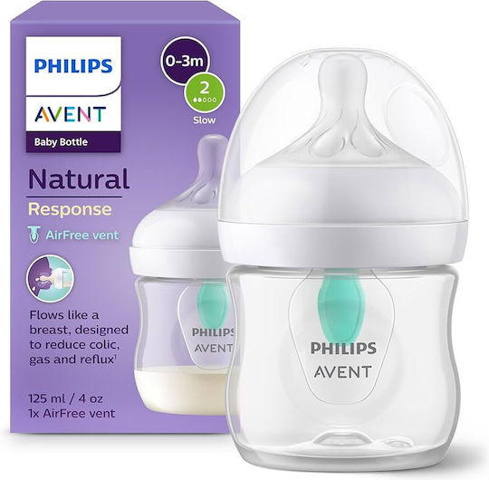 Philips Plastic Baby Bottle Natural Anti-colic with Silicone Teat for 0+ Months Transparent 125ml