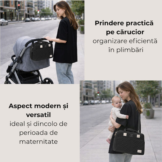 Kidizi Geantă pentru Maternitate de Umăr/De Mână Neagră 30x25x13 cm