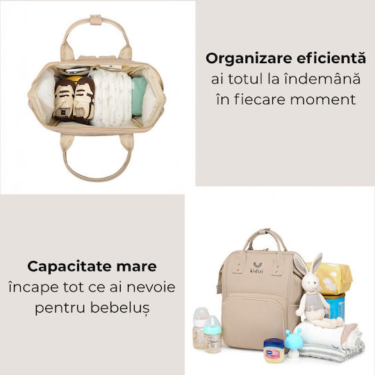 Kidizi Wickeltasche Rucksack Beige 39x25x19cm