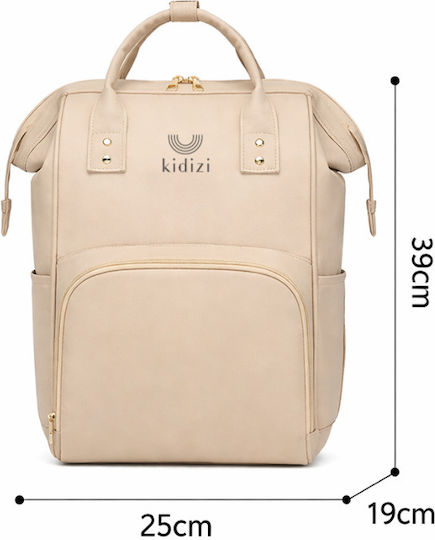 Kidizi Wickeltasche Rucksack Beige 39x25x19cm