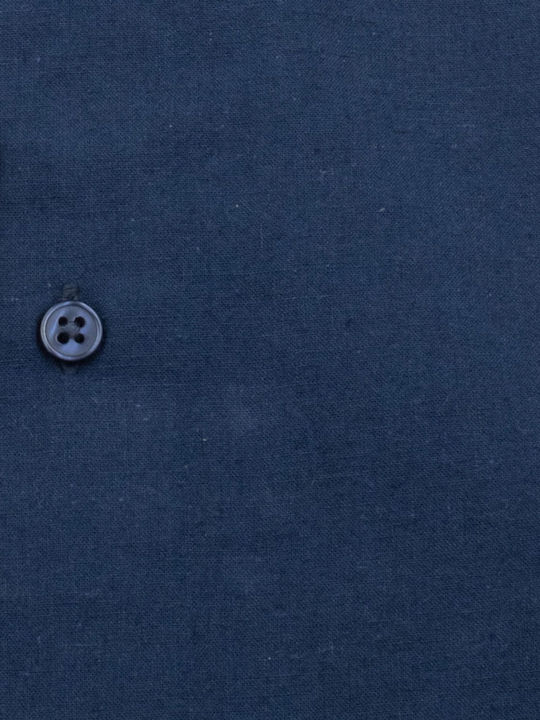 Langärmeliges Leinen-Herrenhemd Blau