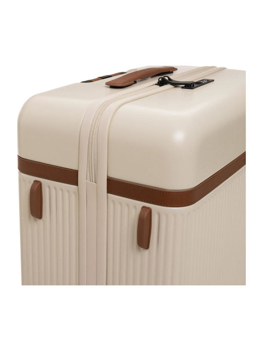 The Chesterfield Brand Large Hard Travel Suitcase Cream with 4 Wheels Height 76cm