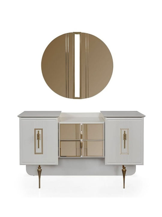 Lux White Dressing Cabinet with Mirror 134×42×47cm