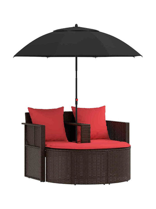 Rattan Gartenbank mit Kissen 168x168x180cm