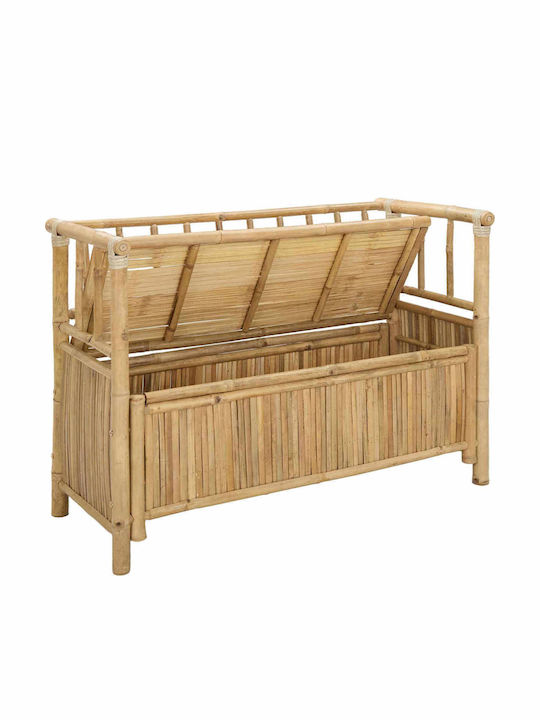 Outdoor-Bank aus Bambus mit Truhe und Kissen 110x47x80cm