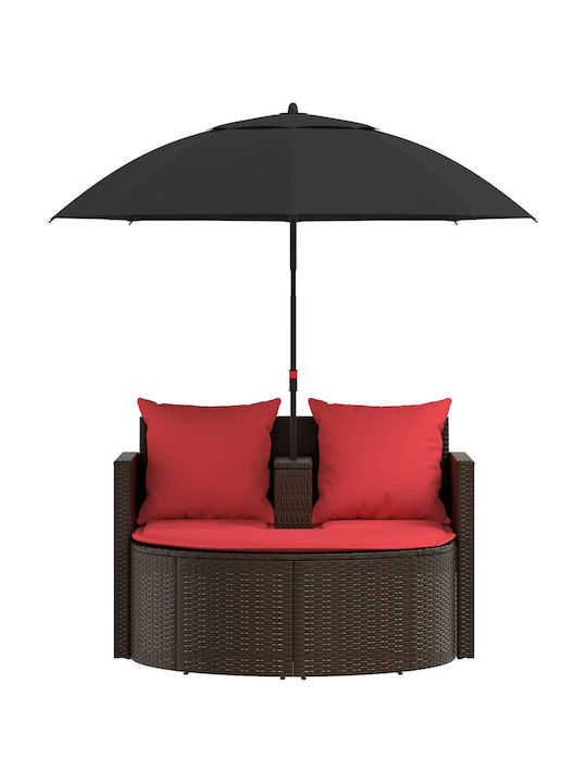 Rattan Gartenbank mit Kissen 168x168x180cm