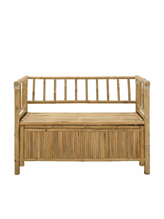 Outdoor-Bank aus Bambus mit Truhe und Kissen 110x47x80cm