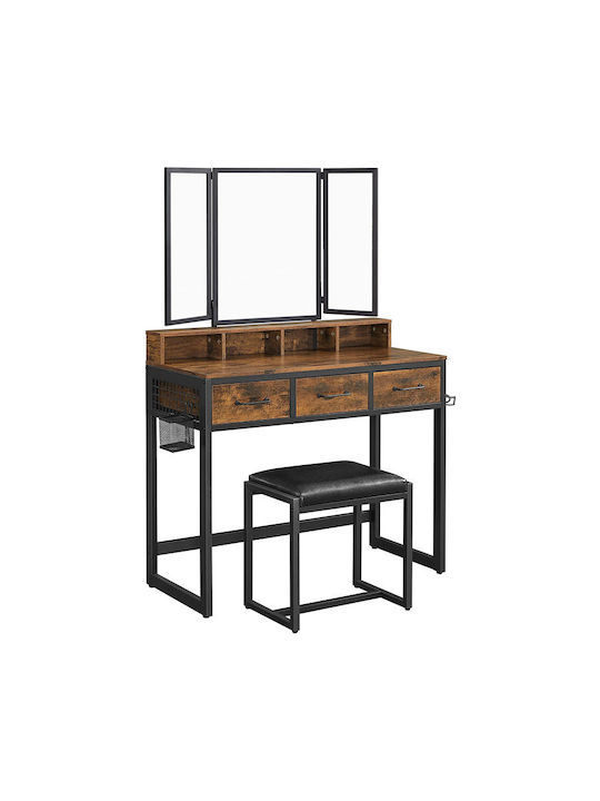 Schminktisch aus Holz & Metall Coffee mit Spiegel 90x40x141cm