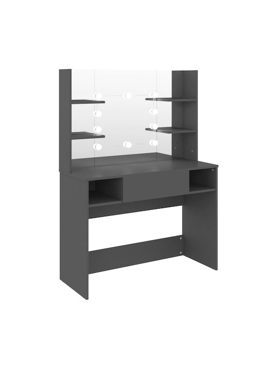 Wooden Makeup Dressing Table Grey with Mirror 100x40x135cm