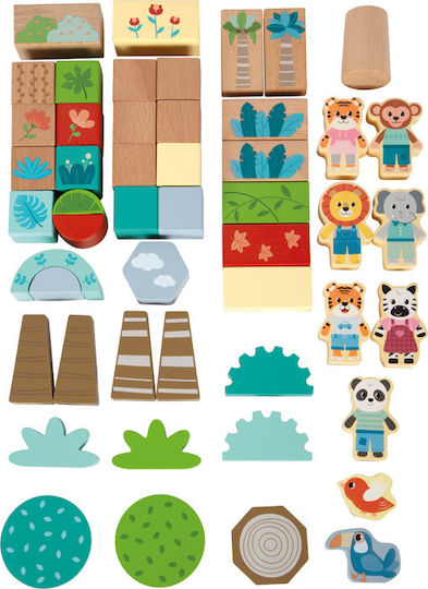 Small Foot Εκπαιδευτικά Τουβλάκια Jungle Friends Ξύλινα για 1+ Έτους 50τμχ