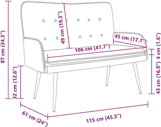 Doppelsitzer Sofa Weiß 115x61x87cm