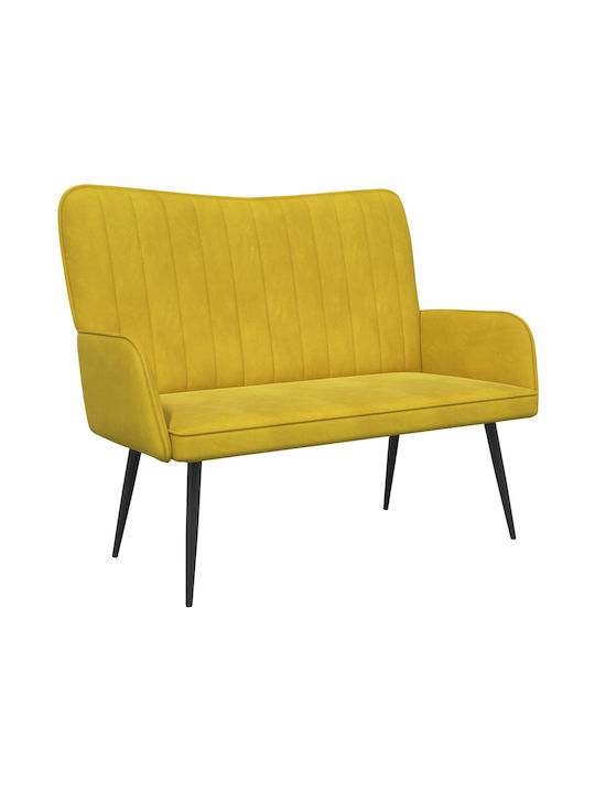 Canapea Cu Două Locuri Din Catifea Galbenă 115x61x87cm