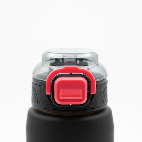 Happy Sticlă de Apă 800ml Ombre Negru-Roșu Mâner Antiderapant din Silicon Pai și Dozator