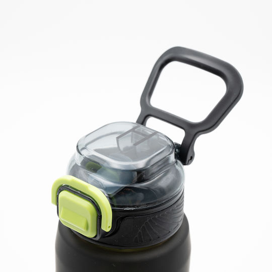 Happy Sticlă de Apă 800ml Ombre Negru-verde Mâner Antiderapant din Silicon Pai și Dozator