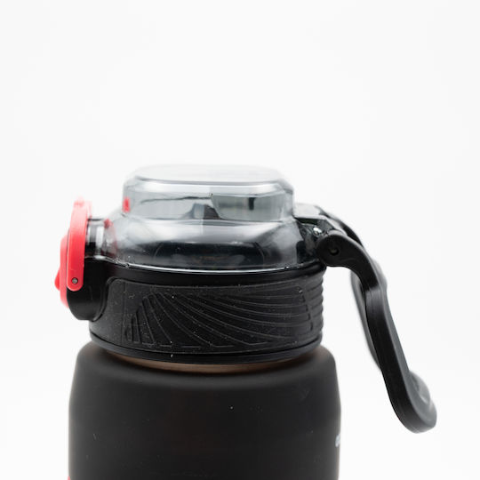 Happy Sticlă de Apă 800ml Ombre Negru-Roșu Mâner Antiderapant din Silicon Pai și Dozator