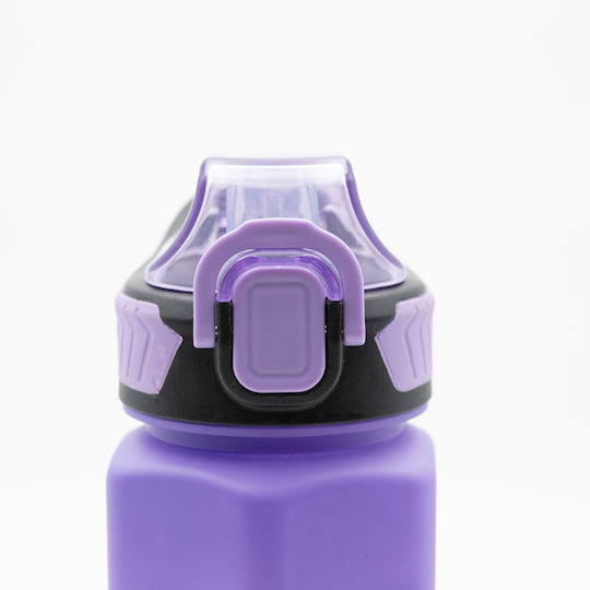 Sports Бутилка За Вода 750ml Ombre Аква-Лилава Шестоъгълен Дизайн Силиконова Сламка и Дръжка За Носене