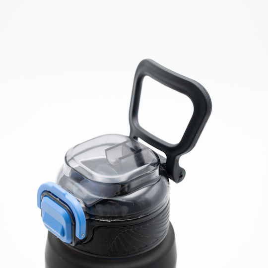 Happy Sticlă de Apă 800ml Ombre Negru-Albastru Mâner Antiderapant din Silicon Pai și Dozator