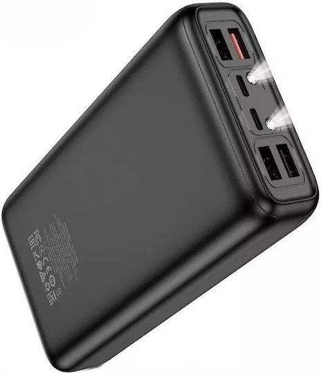 Hoco DB81 Power Bank 30000mAh 65W με 4 Θύρες USB-A Power Delivery Μαύρο