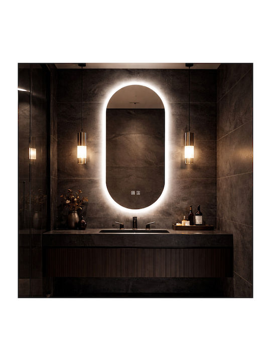 Futura Oglindă de Baie LED Ovală 50x80cm Sablare