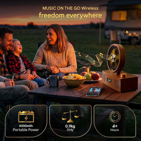 Roadom Cd Player Portabil Bluetooth 5.3 Difuzoare Duale Hi-fi Baterie 4000 Mah 6 În 1 Cd Usb Tf Fm Aux Lumină Rgb Telecomandă Design Vintage Retro Lemn Maro