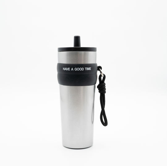 TnS Μπουκάλι Θερμός 800ml Καφέ με Καλαμάκι και Λαβή