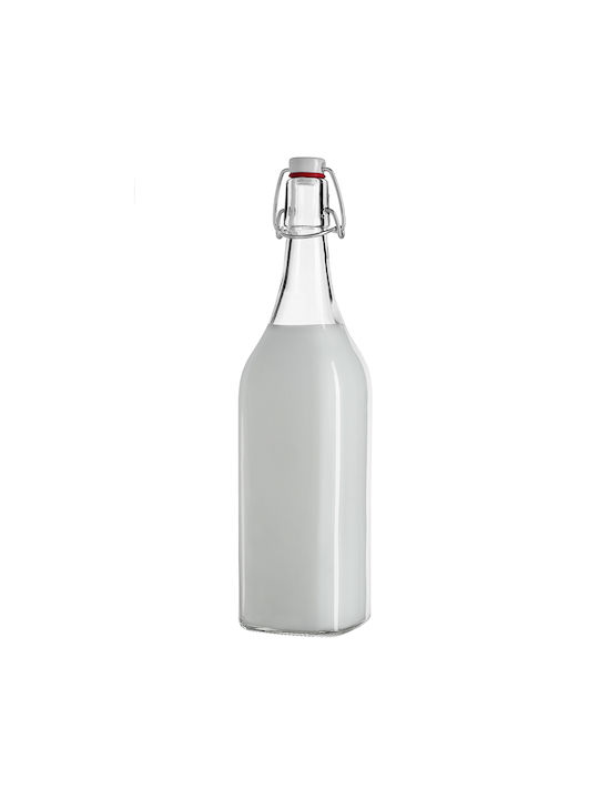 Kadax Μπουκάλι Νερού Γυάλινο με Κλιπ Διάφανο 1000ml 5 Τεμάχια