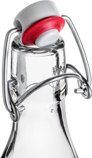 Kadax Μπουκάλι Νερού Γυάλινο με Κλιπ Διάφανο 1000ml 5 Τεμάχια