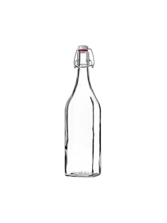 Kadax Μπουκάλι Νερού Γυάλινο με Κλιπ Διάφανο 1000ml 3 Τεμάχια