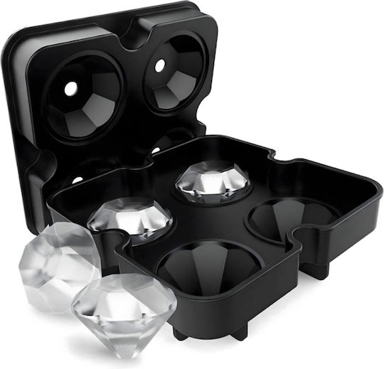 Ice Cube Mold Silicone 4 Slots with Lid Black ZN1RCK3QWS1780