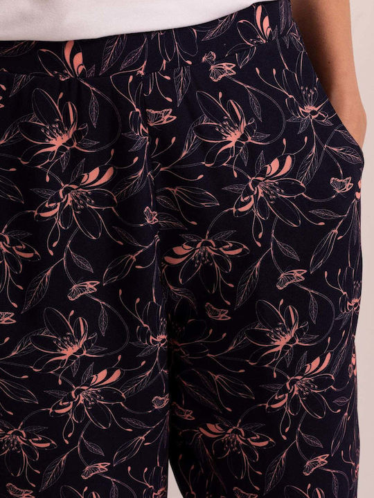 Damen Stoff Capri Hose in Regulärer Passform Blumen