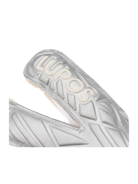 Lupos Helix One Pro Goalkeeper Gloves — German Latex Contact — Hybrid Cut —white/silver