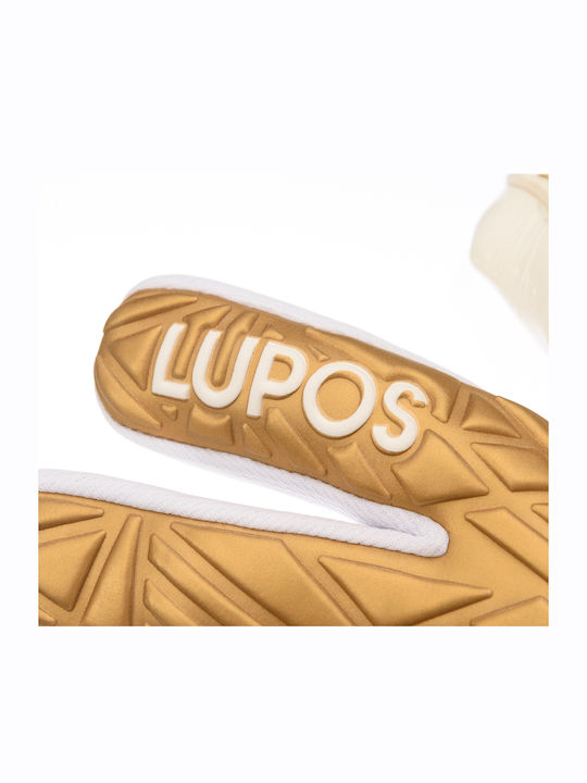 Lupos Nx Pro Goalkeeper Gloves — German Latex Contact — Hybrid Cut —white/gold