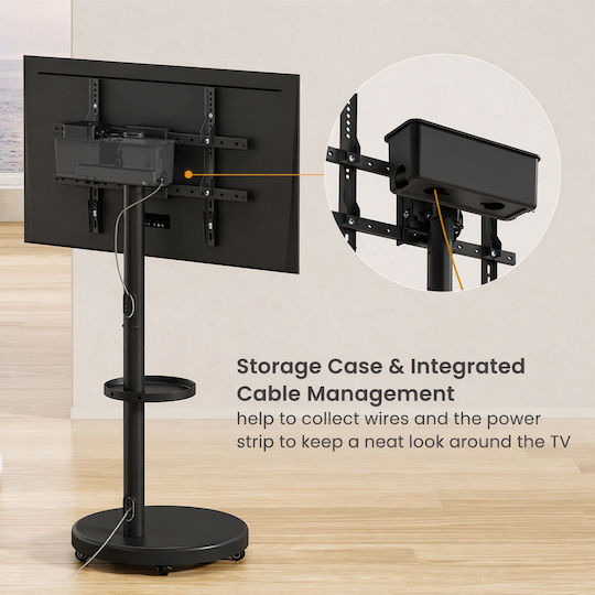 Brateck FS38-46TWE Suport TV de Pardoseală cu Braț de Extensie până la 86" și 50kg Negru