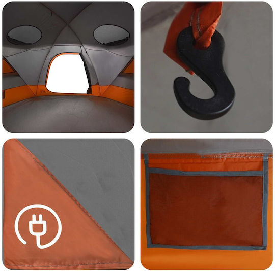 vidaXL Summer Camping Tent Orange for 4 People 355x306x176cm Grey and Orange